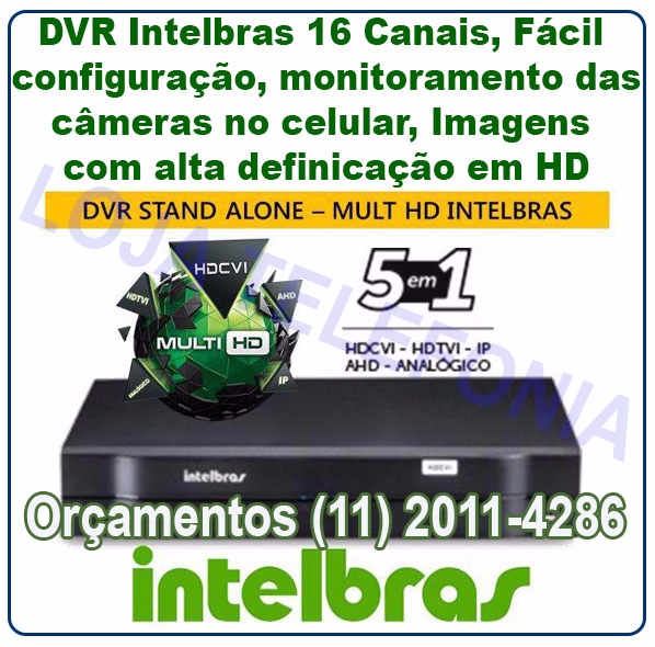 DVR MHDX 1016 da Intelbras, o aparelho responsável por gerenciar as imagens das câmeras de segurança em um sistema de monitoramento