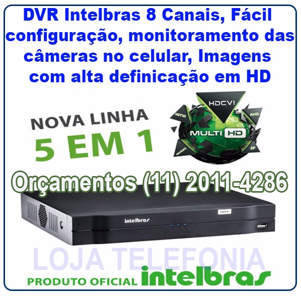 DVR MHDX 1008 da Intelbras, o aparelho responsável por gerenciar as imagens das câmeras de segurança em um sistema de monitoramento.