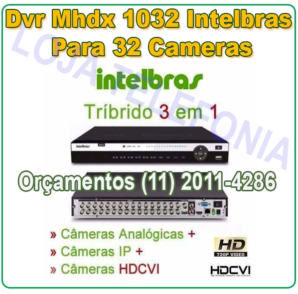 DVR MHDX 1032 da Intelbras, o aparelho responsável por gerenciar as imagens das câmeras de segurança em um sistema de monitoramento. 