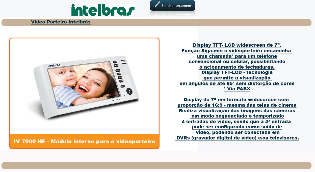 INTELBRAS - VIDEO PORTEIROS - IV7000 - 2 Cameras Acopladas as Video Porteiro, com Abertura e Acionamento de portas. Assistencia tecnica, Instalao e Vendas - Ligue: (11) 2011 4286